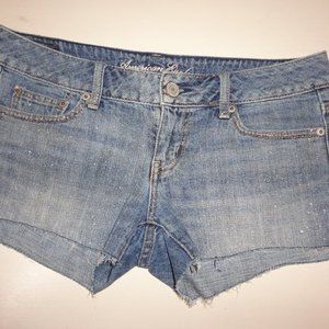 American Eagle Cut-off Denim Sparkle Shorts Sz 4